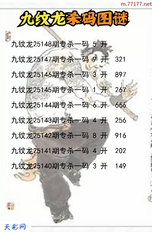 第25147期福彩3d九纹龙杀码图谜
