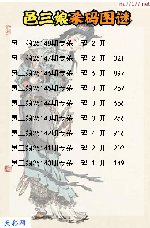 邑三娘第25147期福彩3d杀码图谜