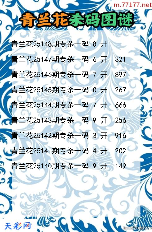 青兰花第25147期3d杀码图谜