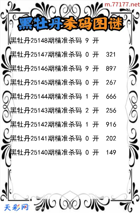 3d第25147期黑牡丹杀码图谜