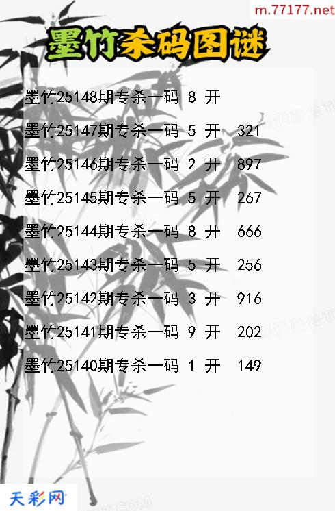 第25147期福彩3d墨竹杀码图谜