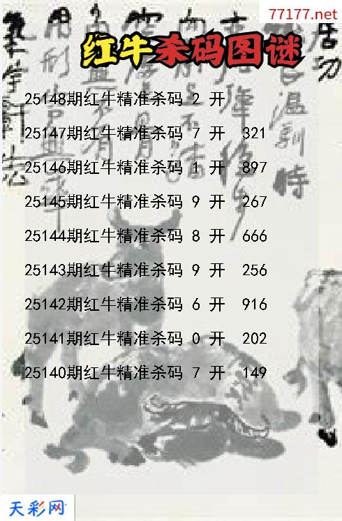 3d第25147期红牛杀码图谜