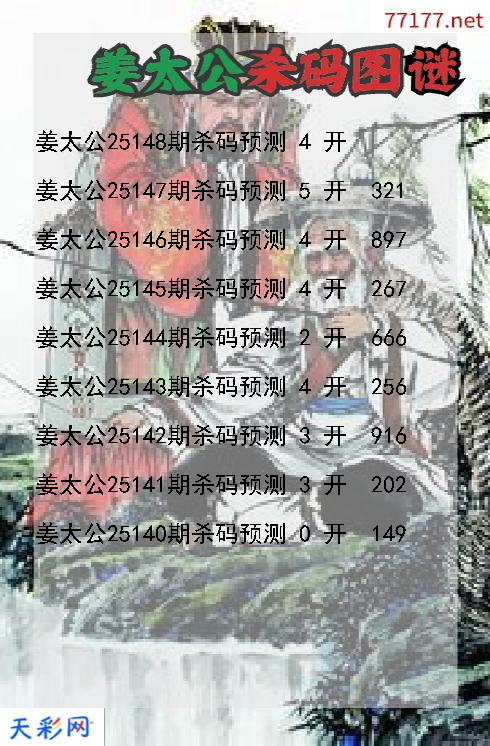 福彩3d第25147期姜太公杀码图谜