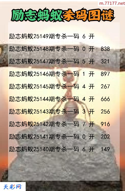 福彩3d第25148期励志蚂蚁杀码图谜