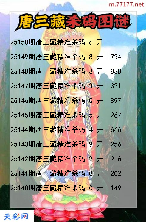 第25149期3d唐三藏杀码图谜