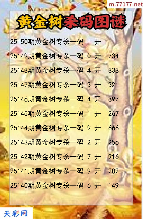 黄金树第25149期3d杀码图谜