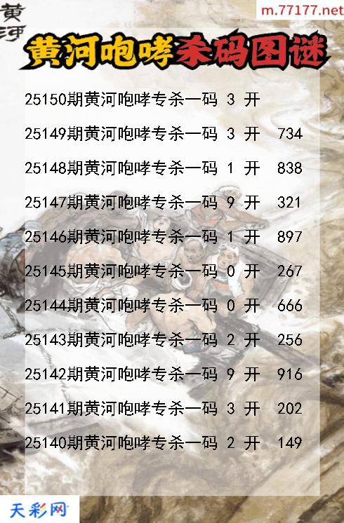 黄河咆哮第25149期福彩3d杀码图谜