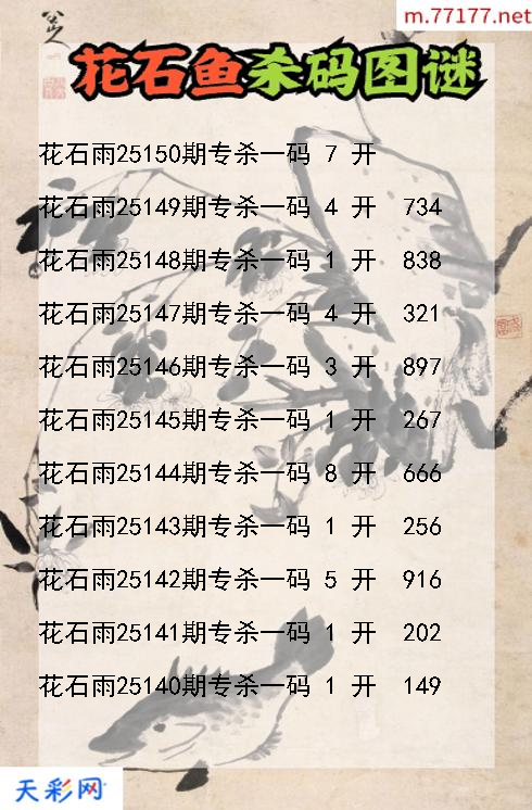 第25149期福彩3d花石雨杀码图谜