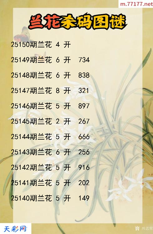 第25149期3d兰花杀码图谜