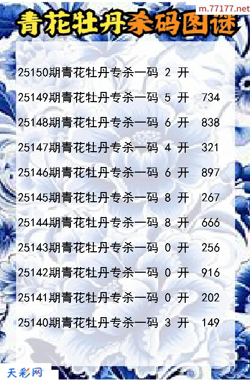 第25149期3d青花牡丹杀码图谜