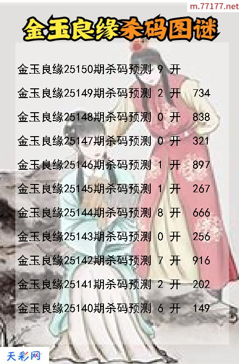 金玉良缘第25149期3d杀码图谜