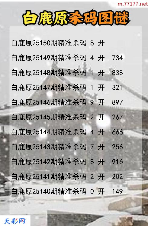 3d第25149期白鹿原杀码图谜