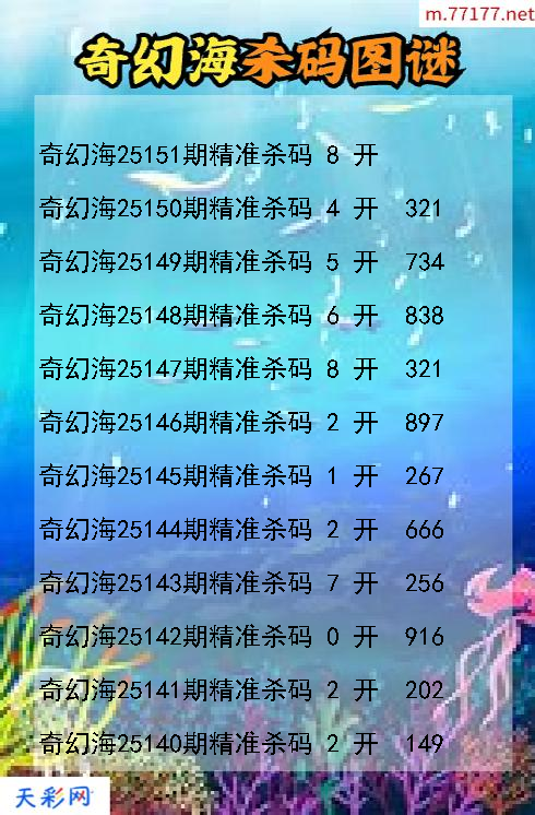 第25150期3d奇幻海杀码图谜