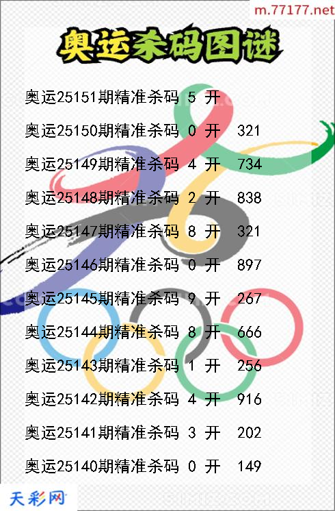 3d奥运第25150期杀码图谜