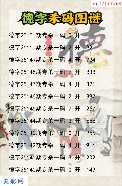 3d第25150期德字杀码图谜
