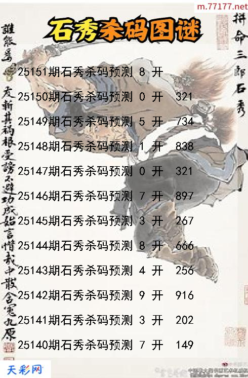 第25150期福彩3d石秀杀码图谜