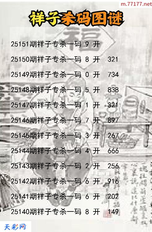 福彩3d第25150期祥子杀码图谜