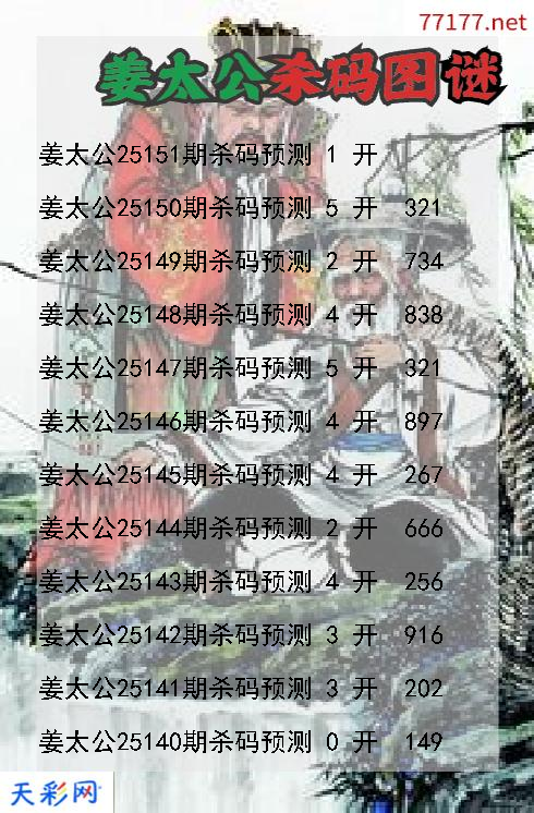福彩3d第25150期姜太公杀码图谜