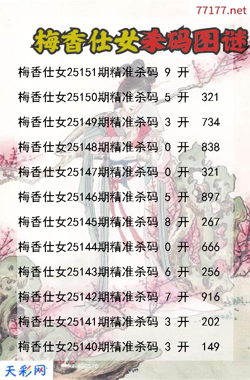 第25150期3d梅香仕女杀码图谜