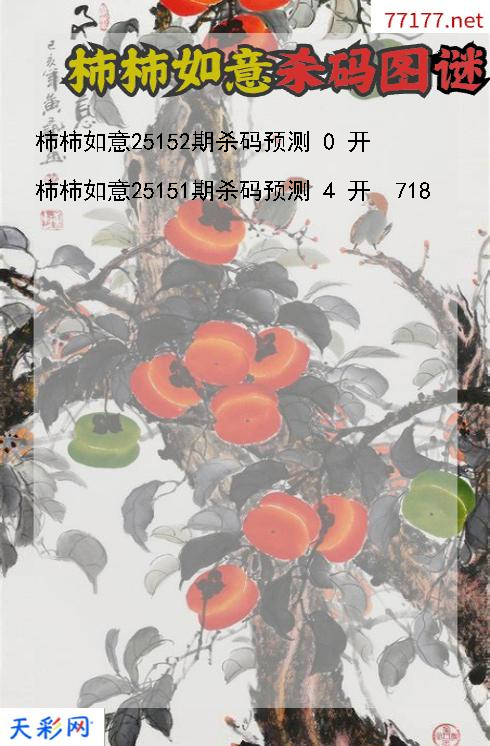 柿柿如意第25151期3d杀码图谜