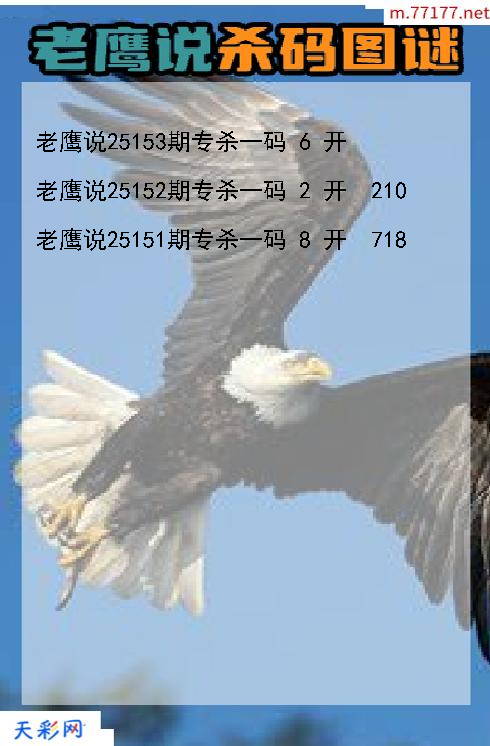 第25152期福彩3d老鹰说杀码图谜