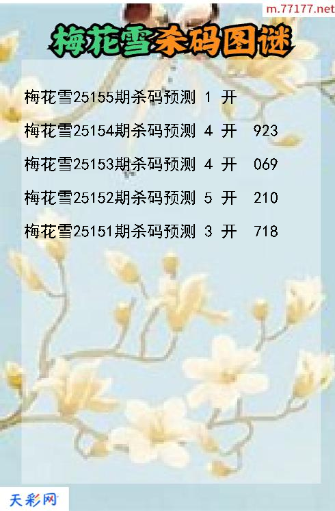 梅花雪25154期3d杀码图谜