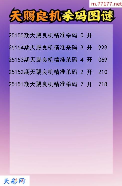 第25154期3d天赐良机杀码图谜