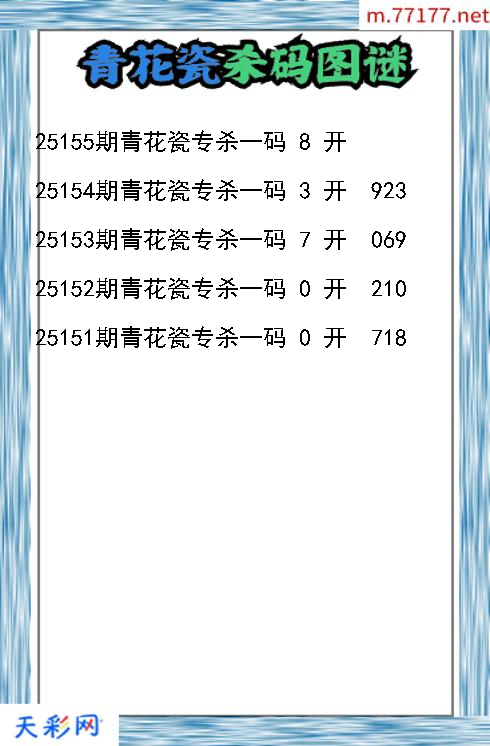 福彩3d第25154期青花瓷杀码图谜