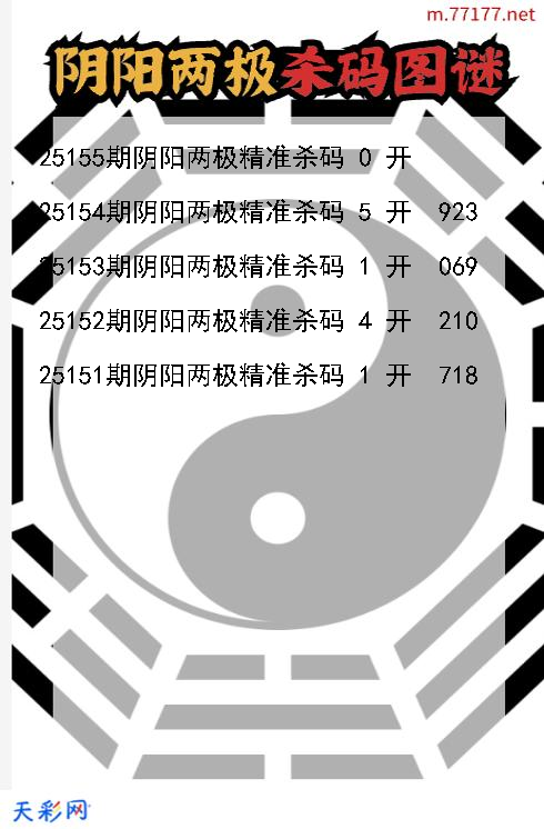 阴阳两极25154期3d杀码图谜