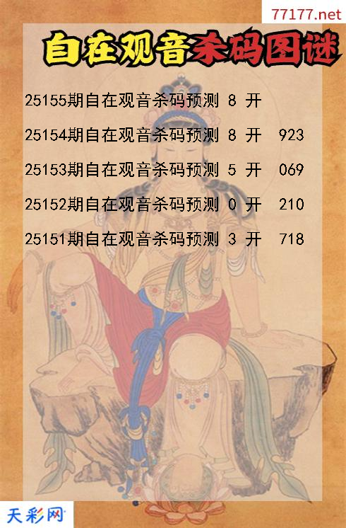 福彩3d自在观音第25154期杀码图谜