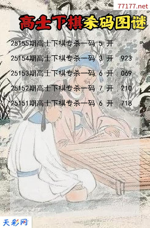 福彩3d第25154期高士下棋杀码图谜