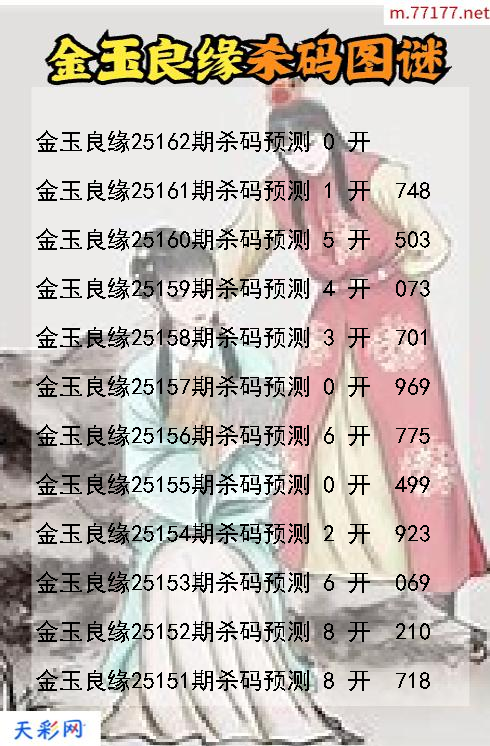 金玉良缘第25161期3d杀码图谜