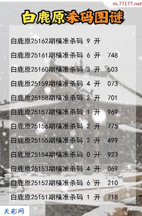 3d第25161期白鹿原杀码图谜