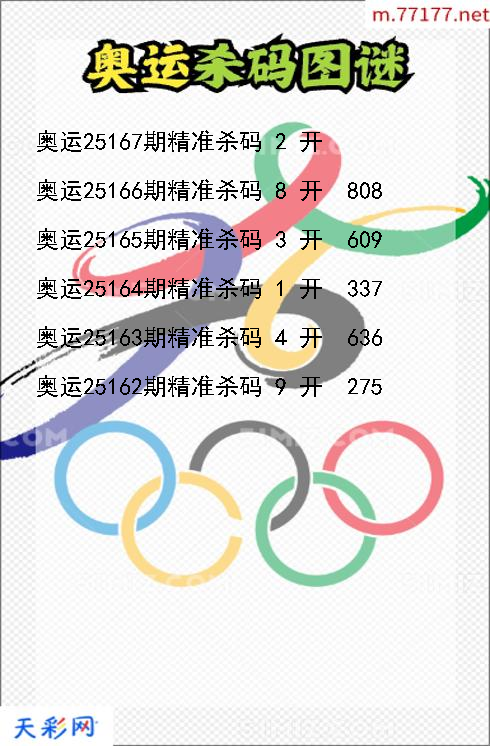 3d奥运第25166期杀码图谜