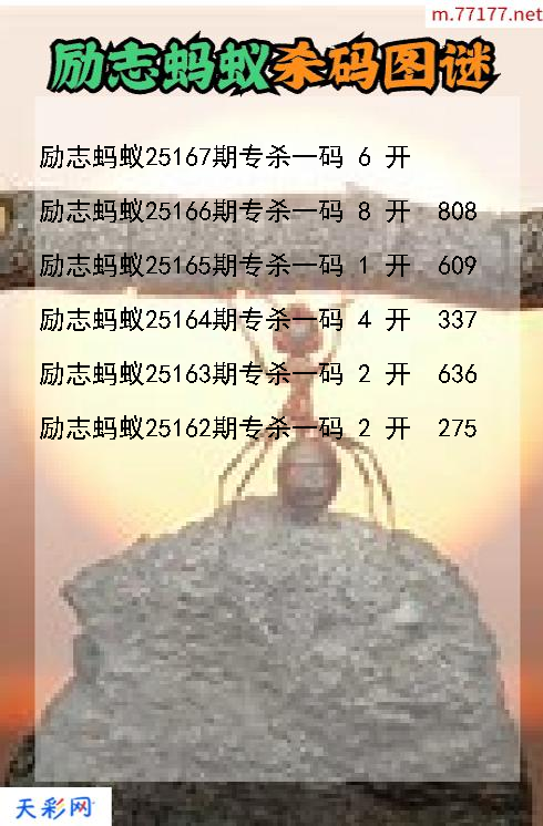 福彩3d第25166期励志蚂蚁杀码图谜