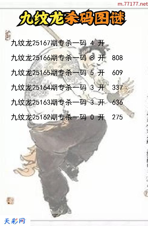 第25166期福彩3d九纹龙杀码图谜