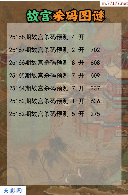 3d第25167期故宫杀码图谜