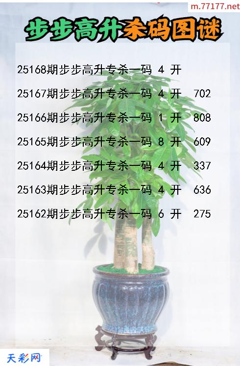 福彩3d步步高升第25167期杀码图谜