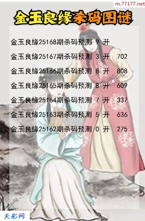 金玉良缘第25167期3d杀码图谜
