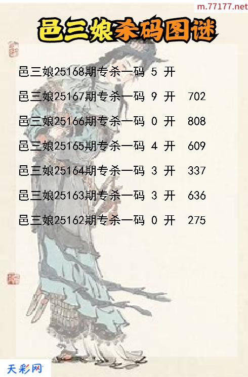 邑三娘第25167期福彩3d杀码图谜