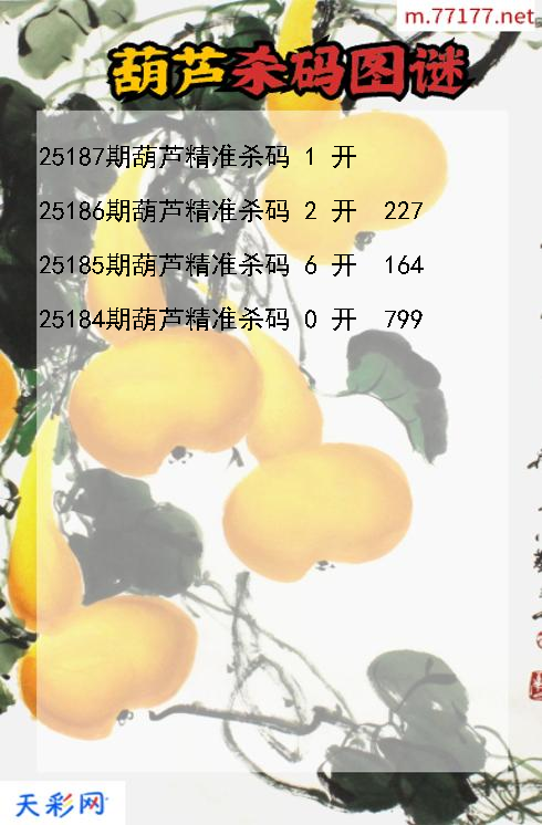 葫芦25186期3d杀码图谜