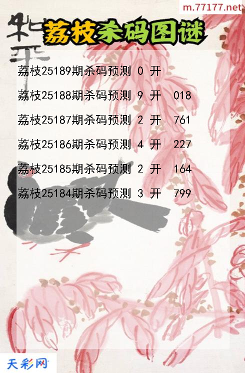 第25188期福彩3d荔枝杀码图谜