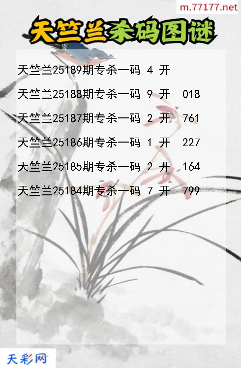 福彩3d天竺兰第25188期杀码图谜