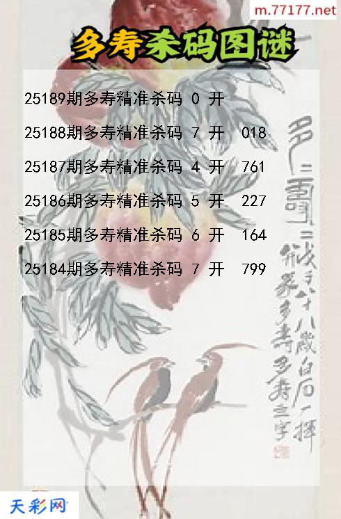 3d多寿第25188期杀码图谜