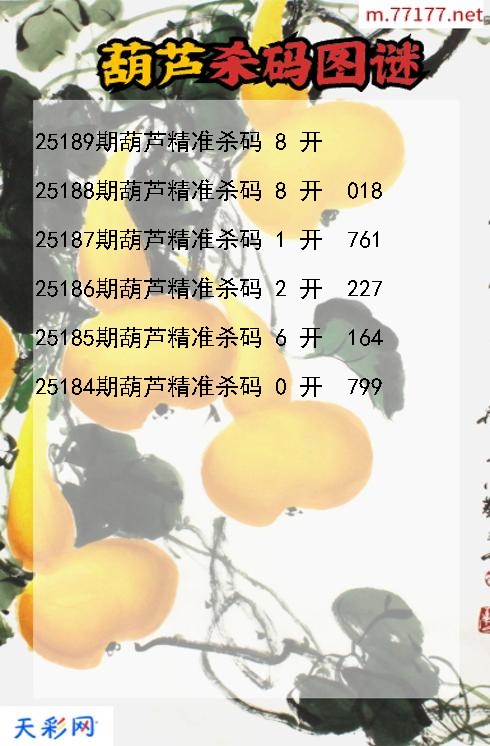 葫芦25188期3d杀码图谜