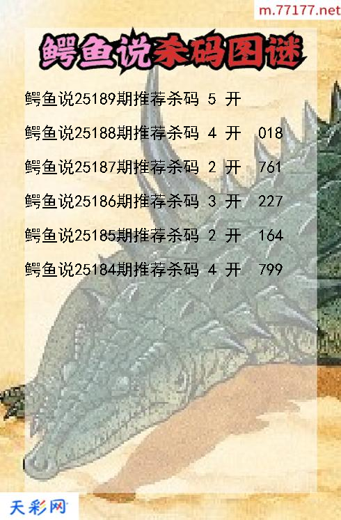 3d鳄鱼说第25188期杀码图谜