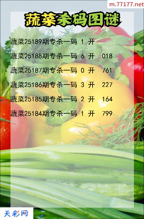 第25188期3d蔬菜杀码图谜