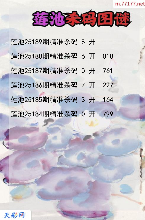 第25188期福彩3d莲池杀码图谜