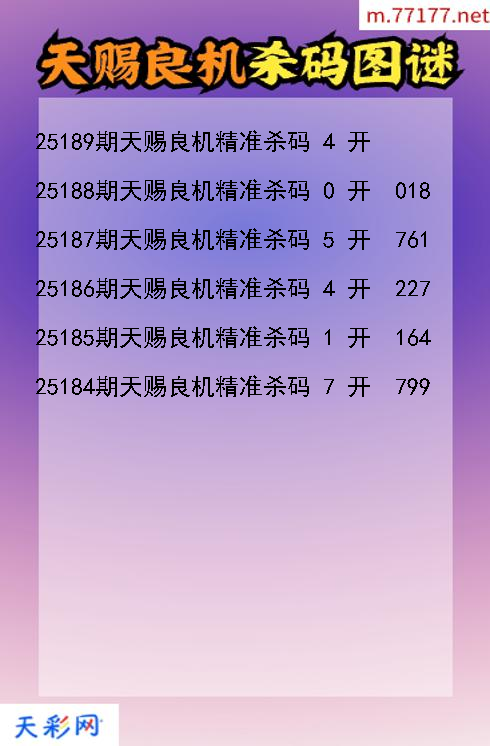 第25188期3d天赐良机杀码图谜
