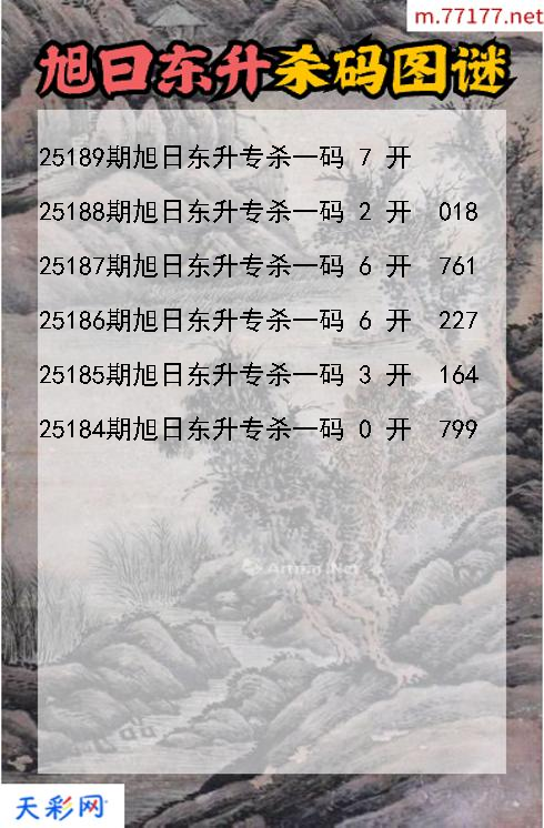 第25188期福彩3d旭日东升杀码图谜